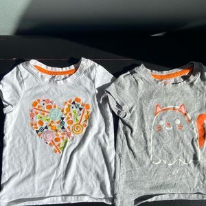 2 Cat & Jack Girl Toddler Halloween Graphic T-Shirts, 2T, Ghost Cat & Candy